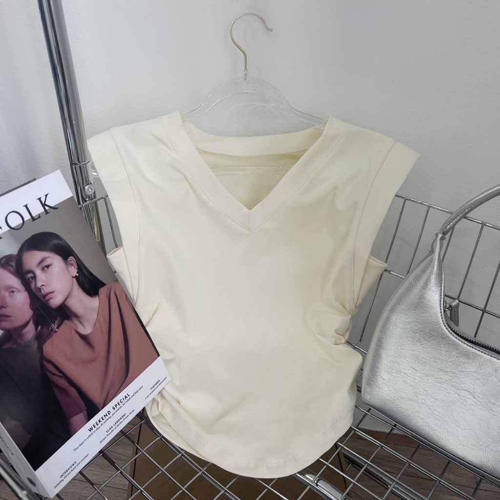 Áo Cổ Tim Vạt Bầu Dúm Eo Co Giãn Thoáng Mát