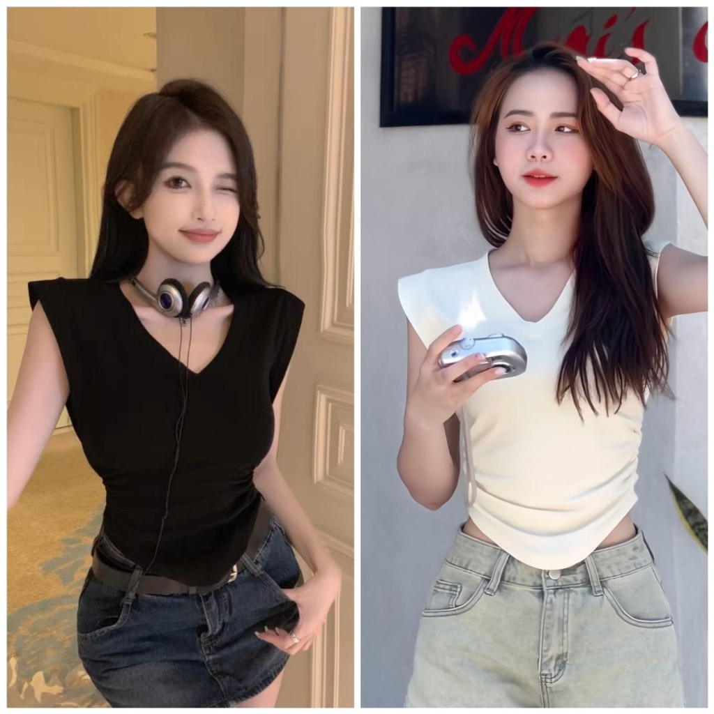 Áo Cổ Tim Vạt Bầu Dúm Eo Co Giãn Thoáng Mát