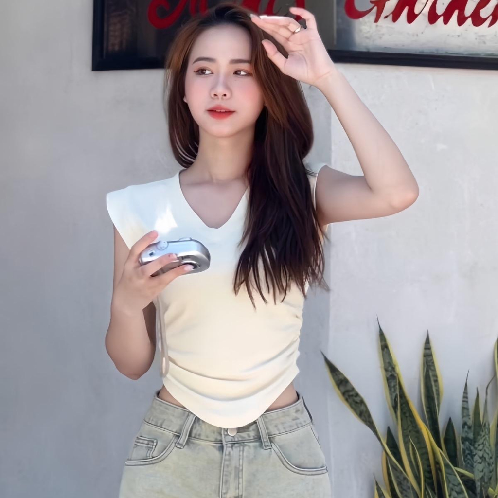 Áo Cổ Tim Vạt Bầu Dúm Eo Co Giãn Thoáng Mát