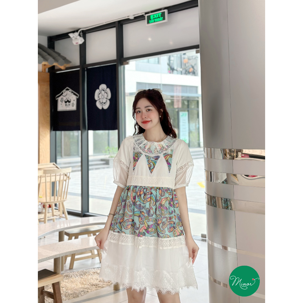ĐẦM LIỀN FORM BABYDOLL TRẮNG VOAN HỌA TIẾT TẾ BÀO [MINOR CLAUDIA]