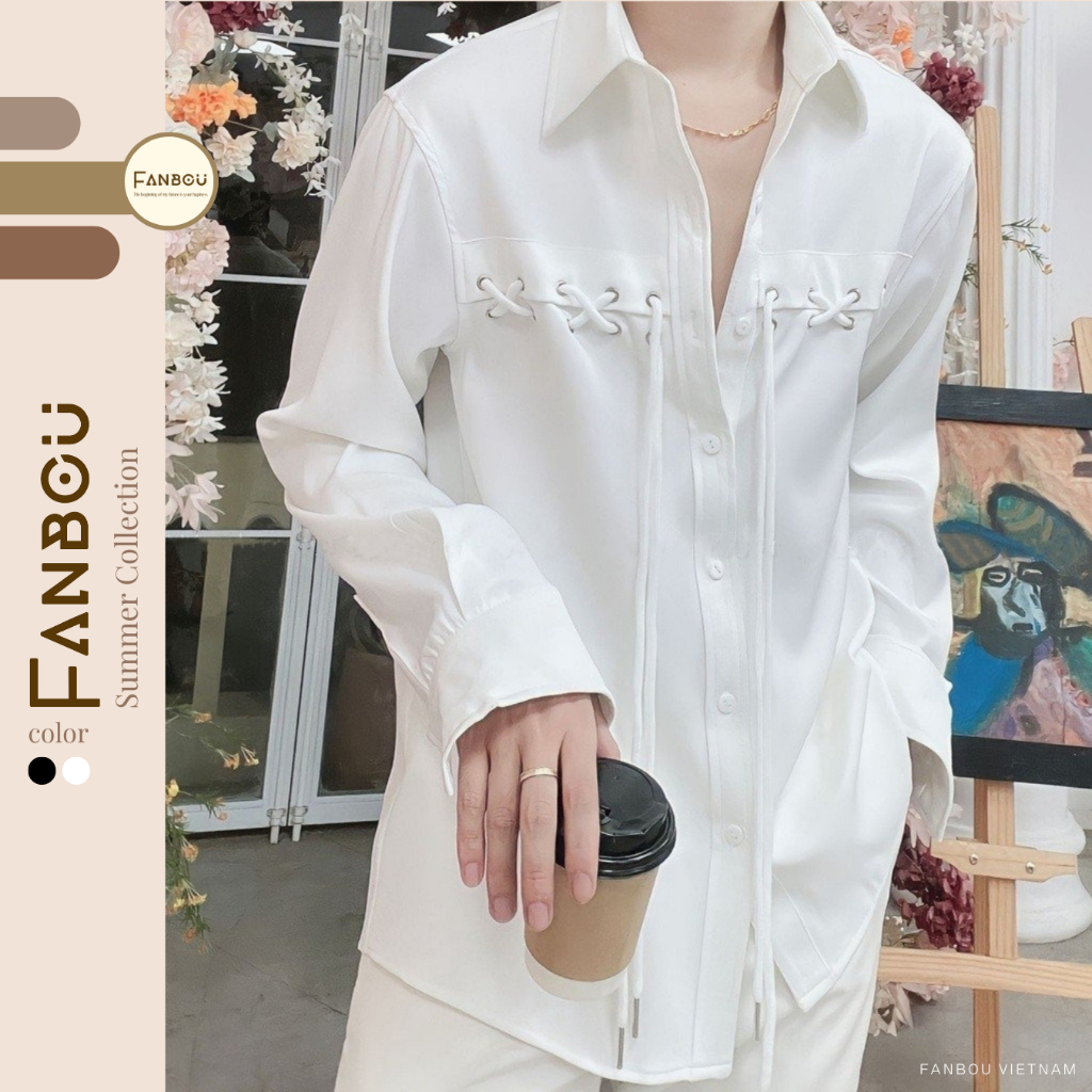 Áo Sơmi Ngực Ráp Kết Dây Tay Dài - FAN023 - FANBOU