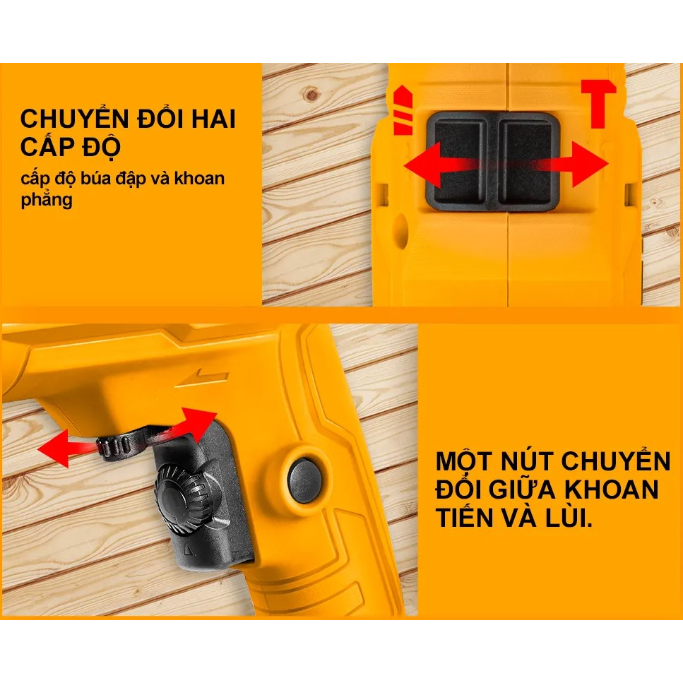 Máy khoan búa dùng điện 710W khoan tường, khoan gỗ, khoan kim loại INGCO ID7108