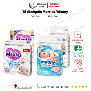 (Cộng Miếng)Tã Dán/ Quần MERRIES Nội Địa Nhật NB82/ S76/ M62/ M58/ M60/ L50/ XL44/ XXL28