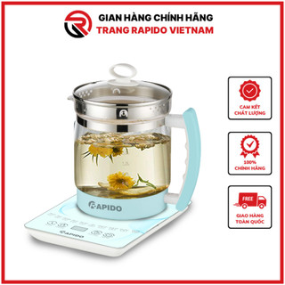 [Hàng Chính Hãng - Bảo Hành 12 Tháng] Ấm Điện Thủy Tinh Đa Năng Rapido Với 24 Chế Độ Nấu Tự Động, Đun Siêu Tốc Bền, Đẹp