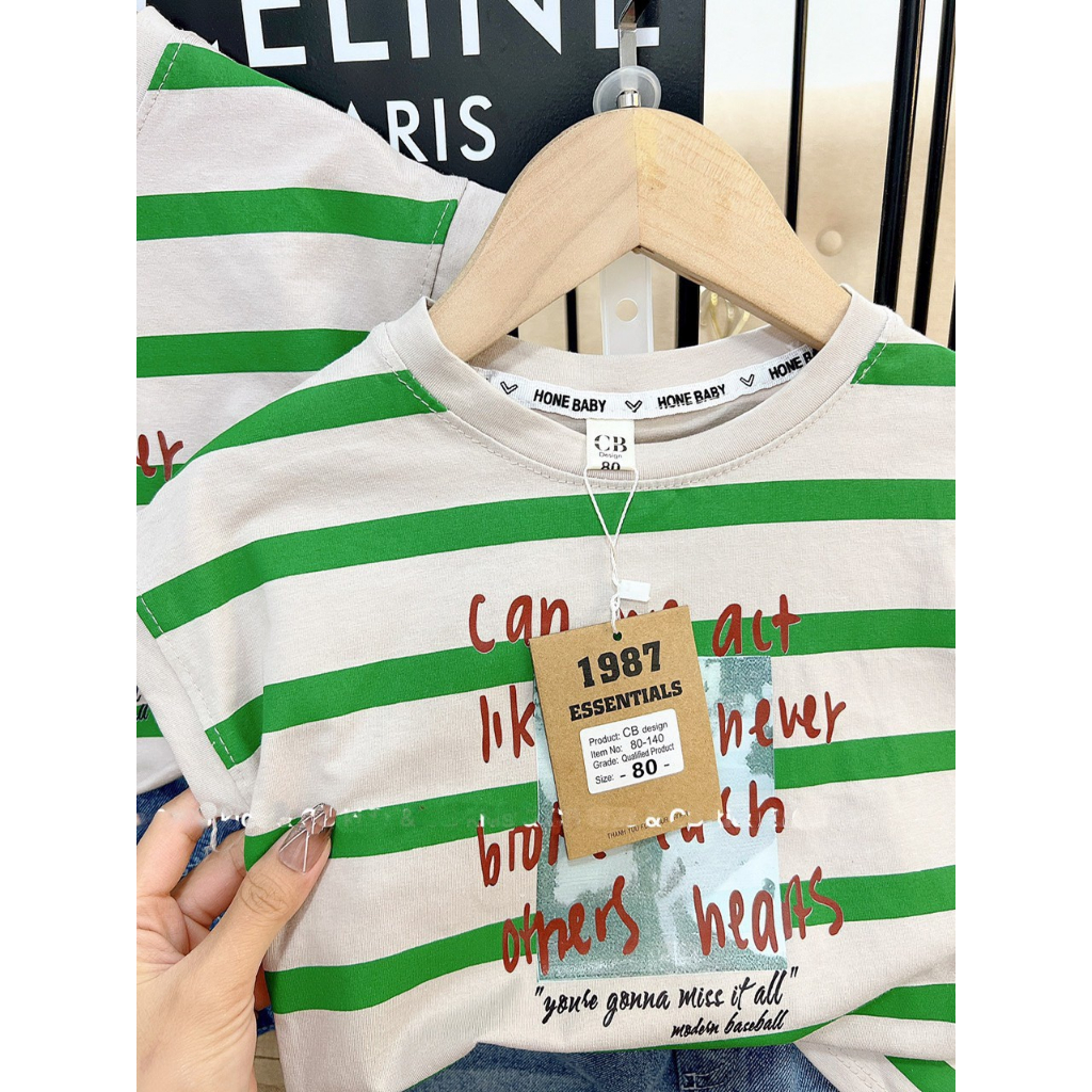 Set bò kẻ sọc bé trai phối jean rách siêu ngầu