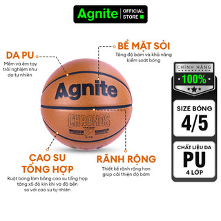 [Hàng chính hãng] Quả bóng rổ, banh bóng rổ số 6, 7 cao cấp Agnite,  tặng kèm 2 phụ kiện, da PU 4 lớp,  nhiều mẫu