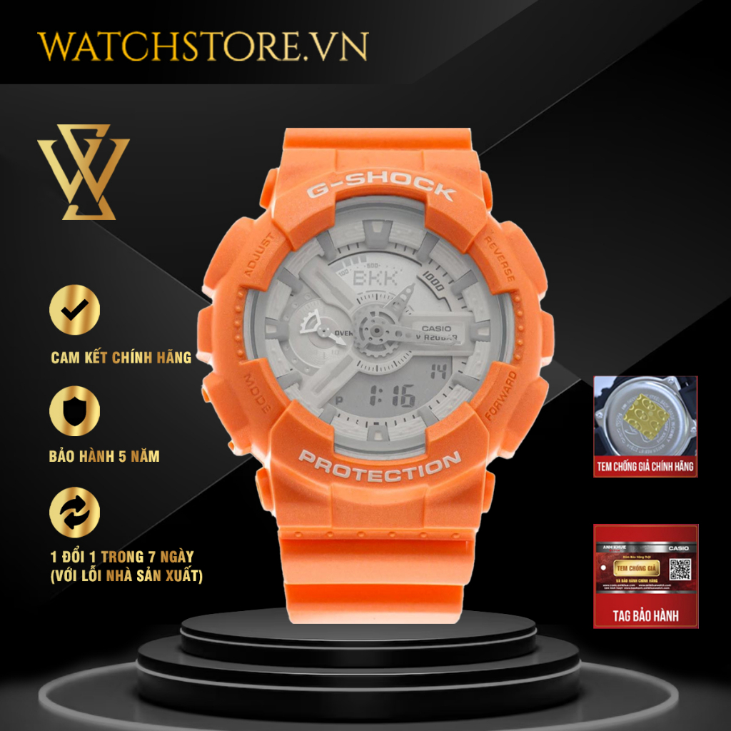 Đồng Hồ Điện Tử Nam Casio G-Shock WATCHSTORE GA-110SG-4ADR Thiết Kế Mặt Kính Khoáng Tròn 51mm, Vỏ Và Dây Nhựa Bền Bỉ