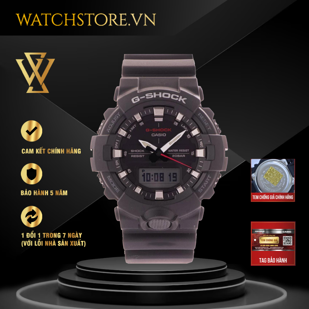 Đồng Hồ Điện Tử Nam Casio G-Shock WATCHSTORE GA-800-1ADR Thiết Kế Mặt Kính Khoáng 48.5mm, Vỏ Và Dây Nhựa Bền Bỉ