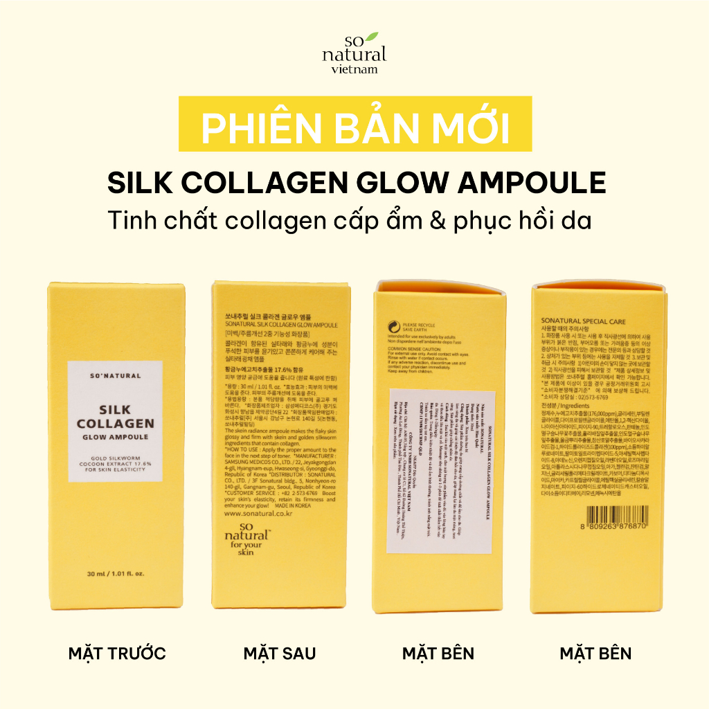 Serum Dưỡng Da Căng Bóng Chống Lão Hoá Silk Collagen Glow AmpouleI So Natural 30ml