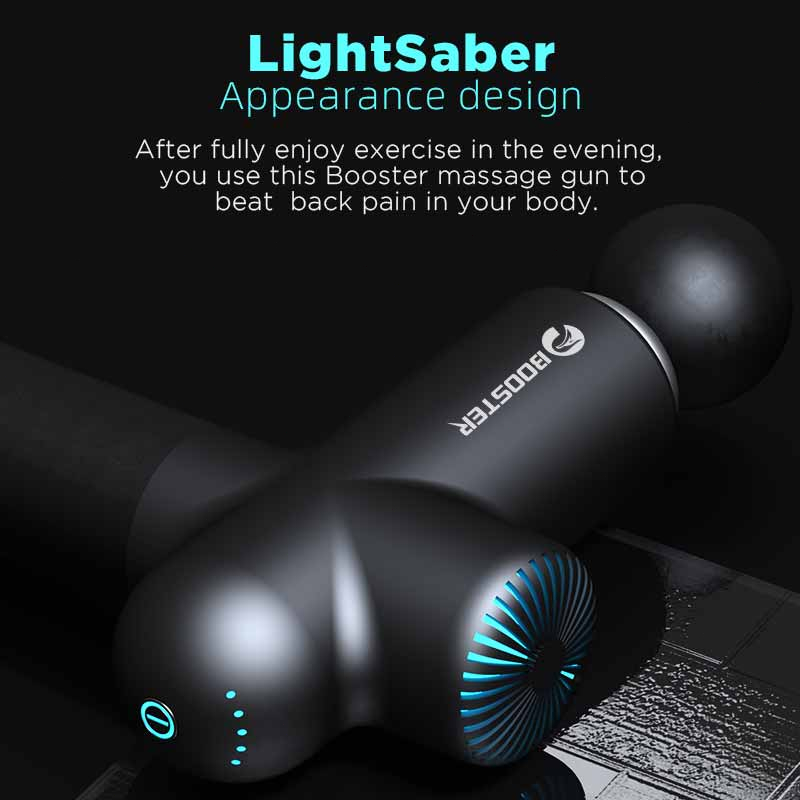 Máy Massage Cầm Tay Booster Lightsaber Máy Mát Xa Giảm Đau Cơ, Chế Độ Đánh Thông Minh Với 6 Đầu Thay Thế Tiện Lợi