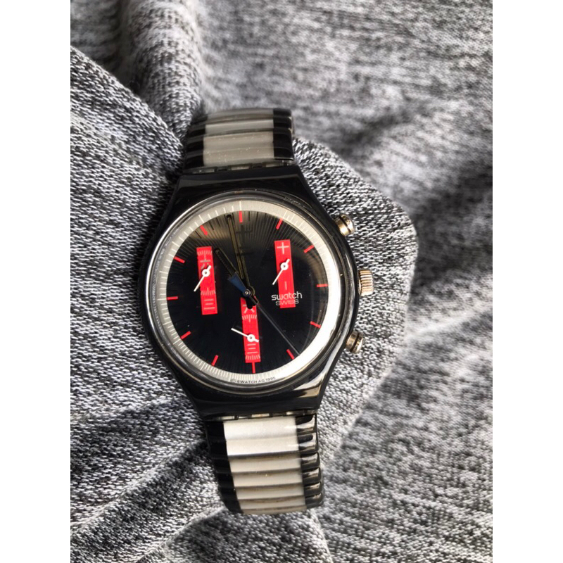 Đồng hồ nam swatch mặt 38mm 6kim chornograph dây chun