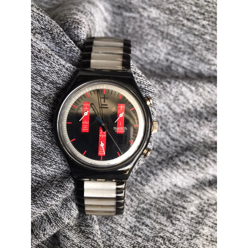 Đồng hồ nam swatch mặt 38mm 6kim chornograph dây chun