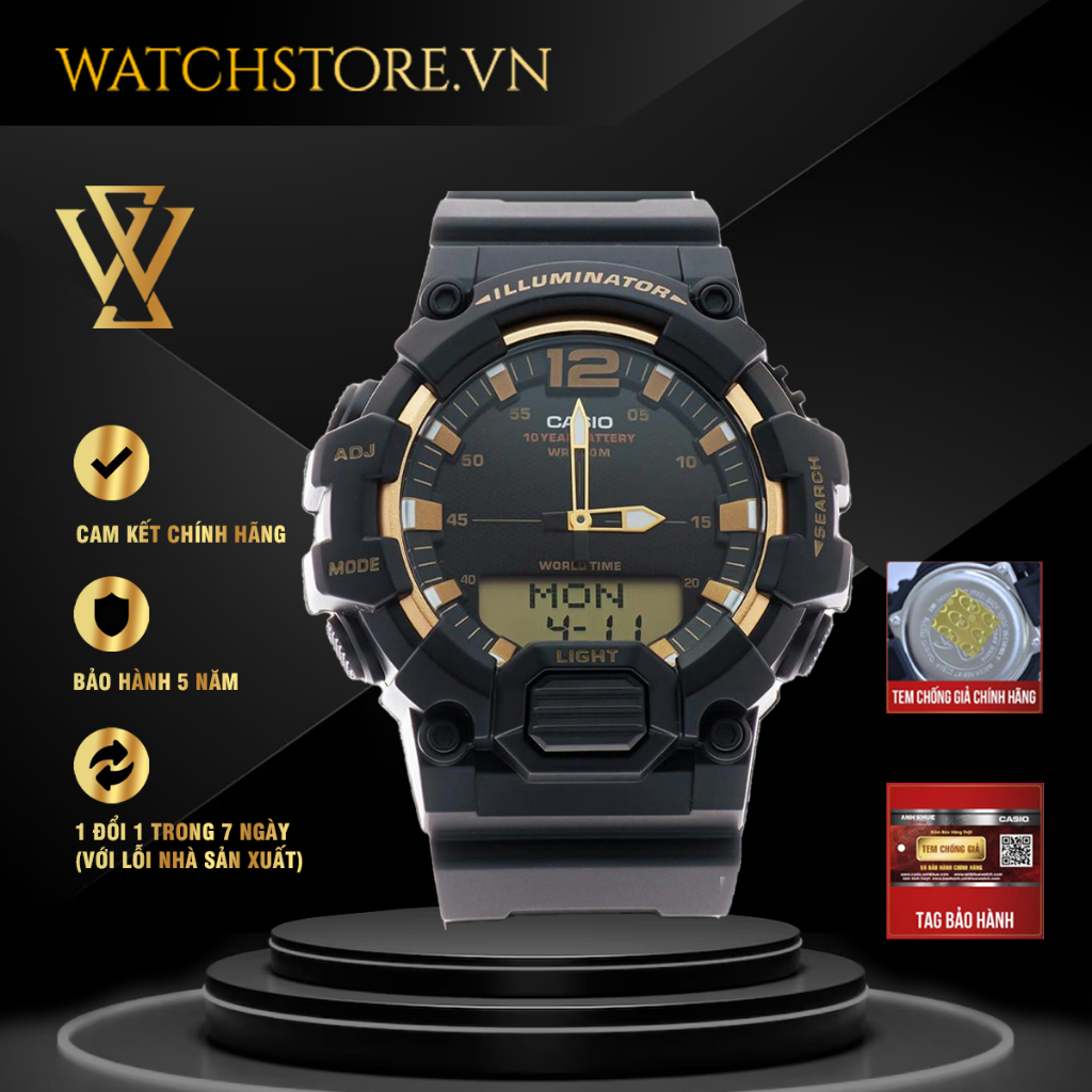 Đồng Hồ Điện Tử Nam Casio WATCHSTORE HDC-700-9AVDF Thiết Kế Kính Nhựa 48.7mm, Độ Chịu Nước 10ATM, Vỏ Nhựa Cao Cấp
