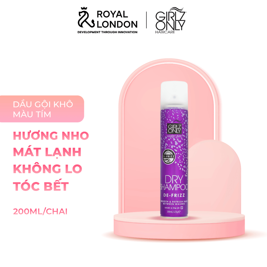 Dầu Gội Khô Dry Shampoo Girlz Only For De-Frizz 200ml (Tím)