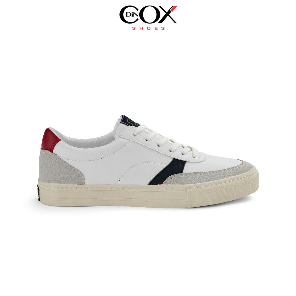 Giày Sneaker Nam Da Chính Hãng DINCOX E13 White Navy Red