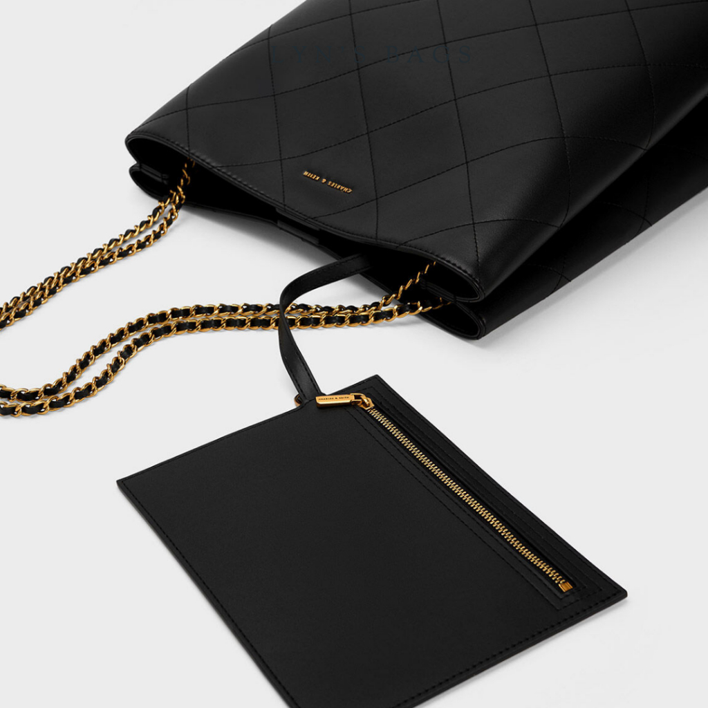 TÚI TOTE C N K BẢN DA TRÁM LÌ TẶNG KÈM VÍ SẴN 2 MÀU ĐEN - KEM