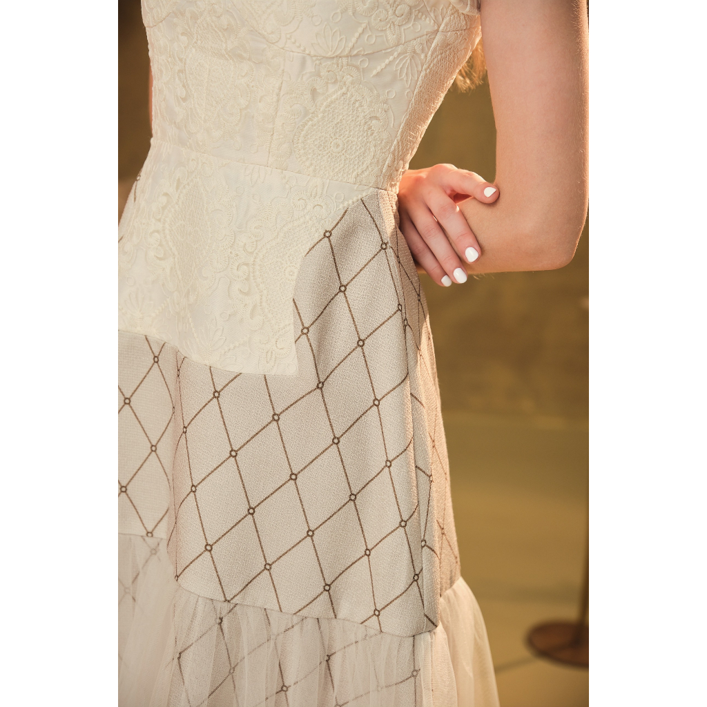 CHICHI - Váy ren chỉ dệt ốp taffta Robe Princesse