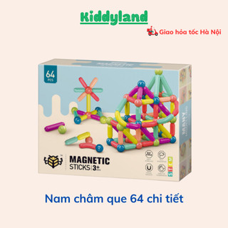 Đồ chơi Que từ tính tròn lắp ráp xếp hình khối nam châm MAGNETIC STICKS 64 chi tiết