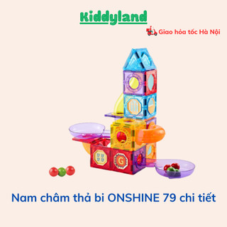 [HOT] Đồ chơi Xếp hình nam châm trong suốt ONSHINE cầu trượt thả bi 79 chi tiết