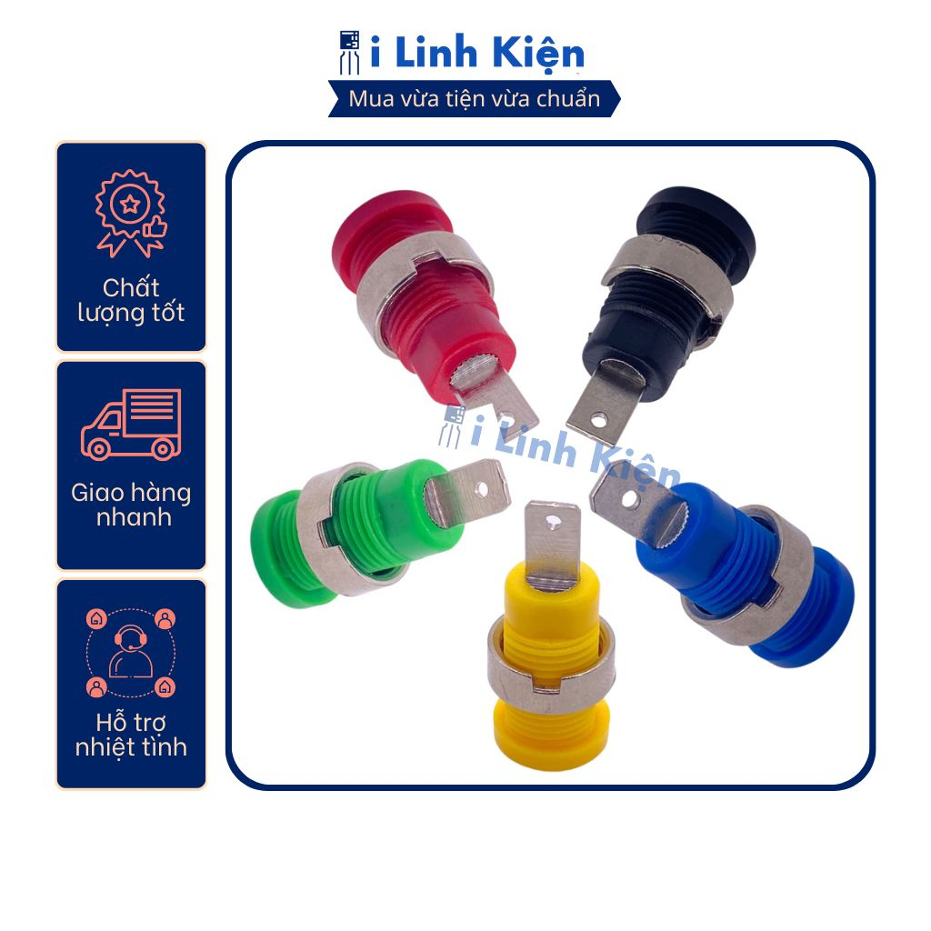 Jack bắp chuối 4mm cái màu đỏ, đen, vàng, xanh lá, xanh dương chất lượng tốt.