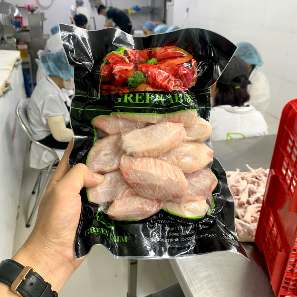 Cánh gà khúc giữa GreenMeat 1kg nhập khẩu dày thịt hàng loại 1 dùng chiên mắm, nướng, rán giòn ngon