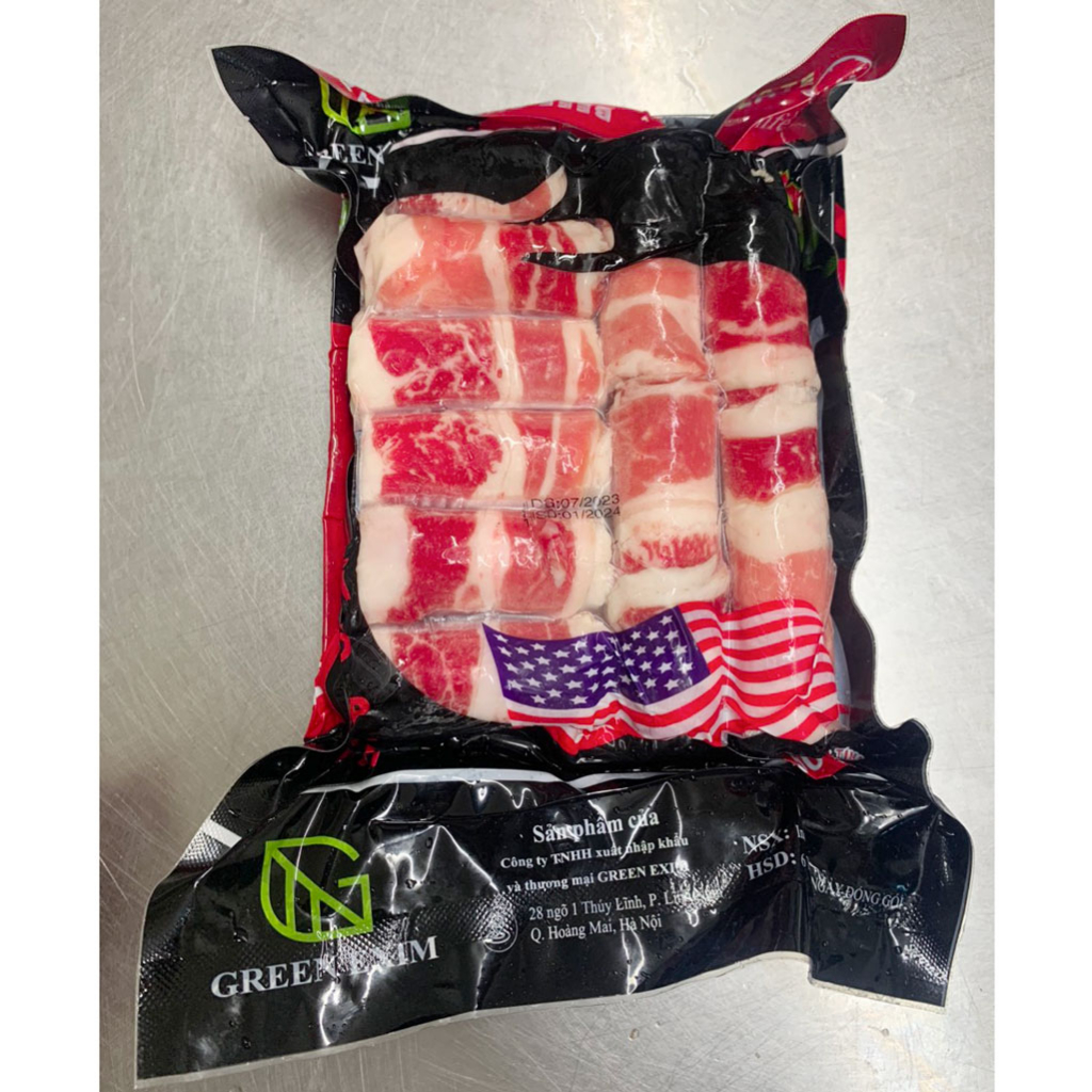 Ba chỉ bò Mỹ Excel Green Meat thái cuộn 500g