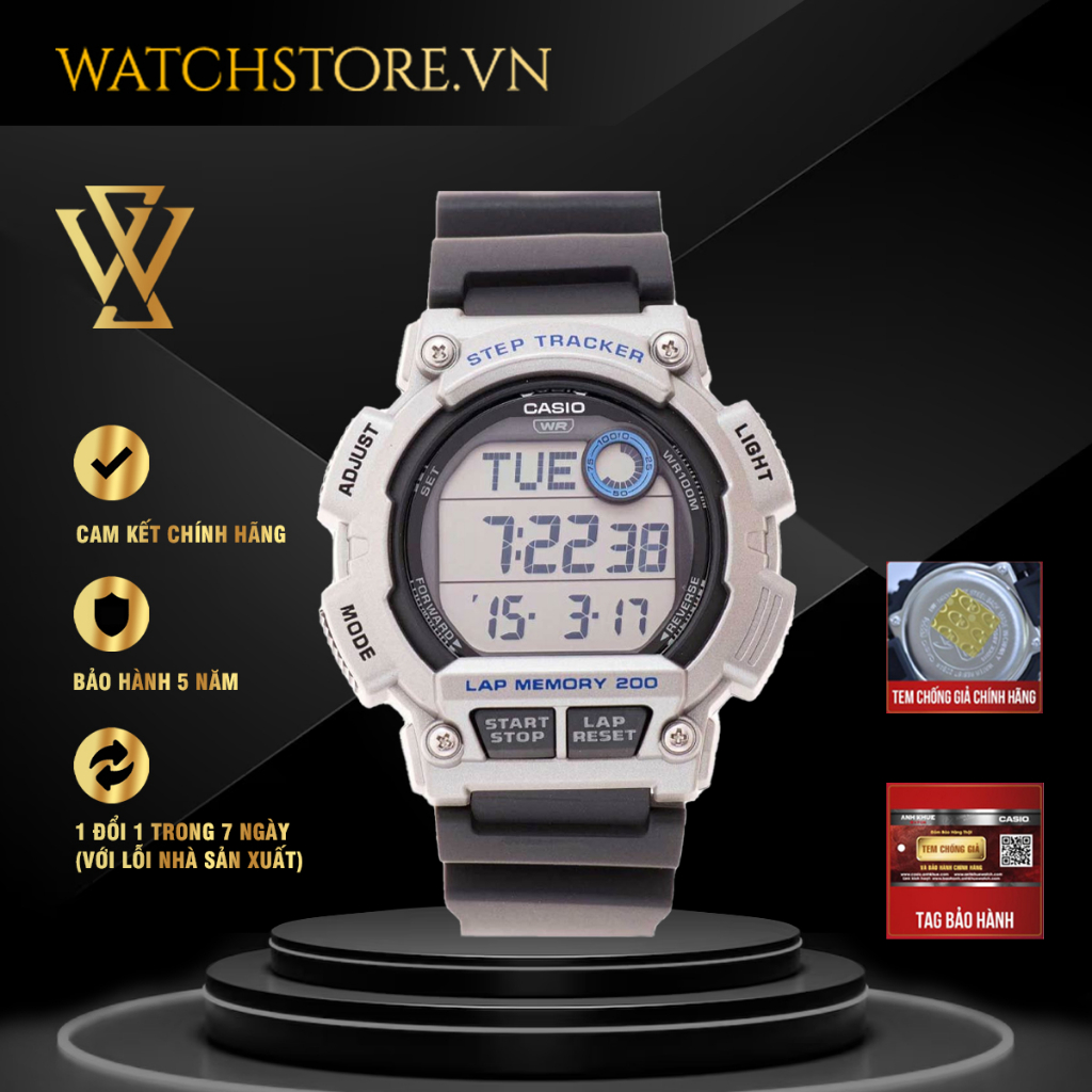 Đồng Hồ Điện Tử Nam Casio WATCHSTORE WS-2100H-1A2VDF Thiết Kế Kính Nhựa 48mm, Độ Chịu Nước 10ATM, Vỏ Nhựa Cao Cấp