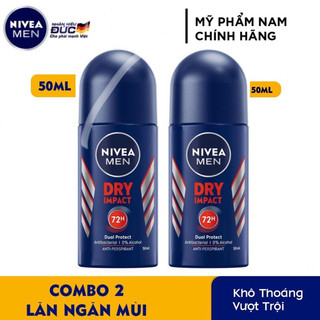 Combo 2 lăn ngăn mùi nam nivea men dry impact khô thoáng 50ml x 2 chai