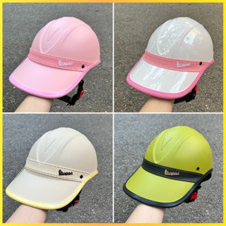 Mũ bảo hiểm Lưỡi Trai Đai Da Vespa (mẫu mới)cho nam nữ,nón bảo hiểm thời trang nữ có khoét sau buộc tóc.