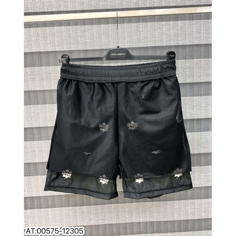 Quần short gió thêu quả chuối dsq2 cạp chun có dây rút,quần gió nam thêu lá cây dsq2 2 lớp lót vải lưới bên trong