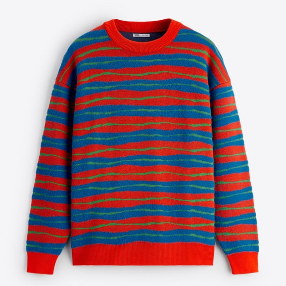 Áo len nam Zara authentic SWEATER WITH CONTRAST STRIPES size M