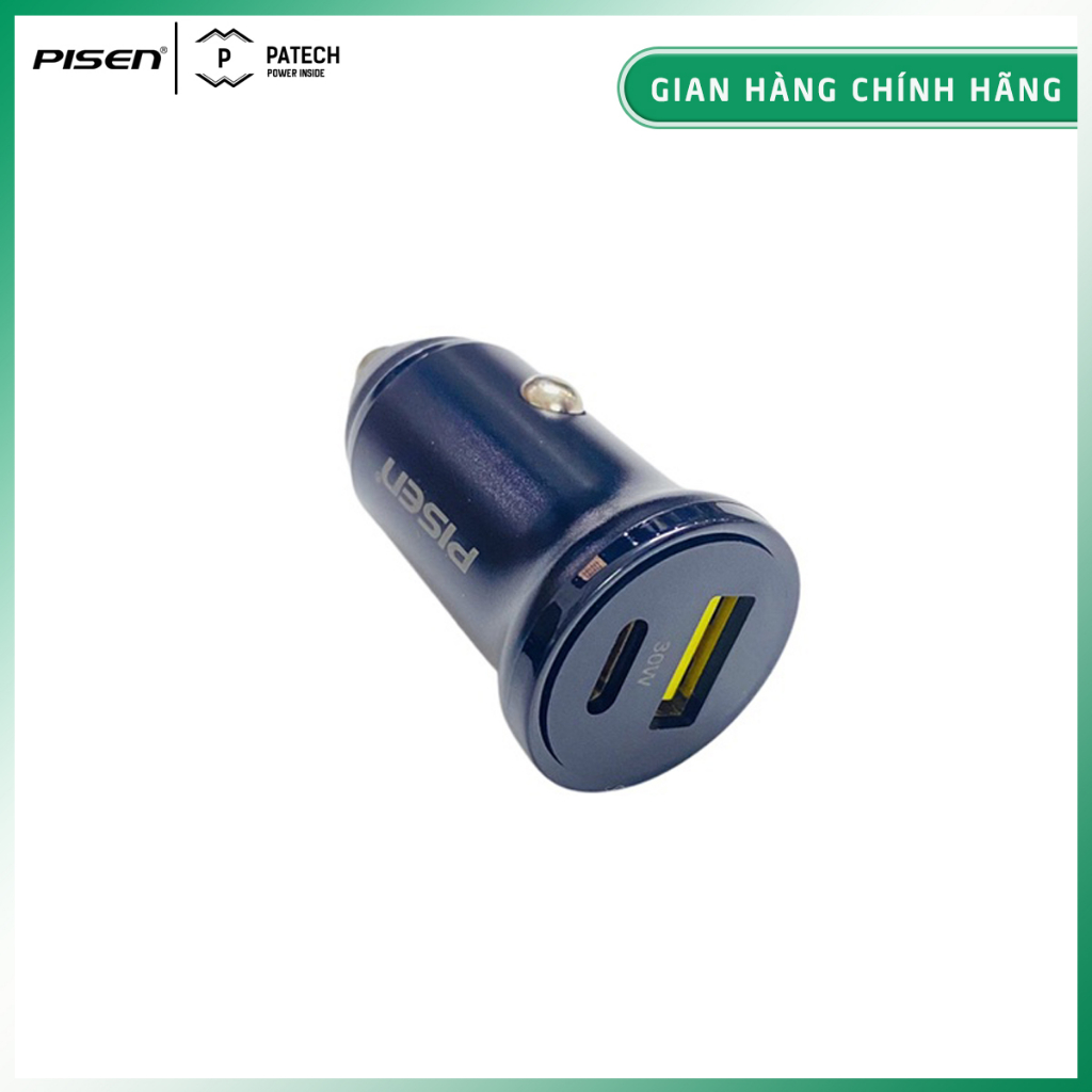 Sạc PISEN Quick Mini Dual Port QP 30W Car (A18W+C30W) (LP-CC32) - Hàng chính hãng, bảo hành 18 tháng