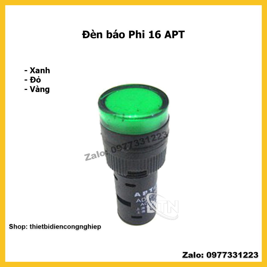 Đèn báo Phi 16 APT xanh đỏ vàng 220V 24V