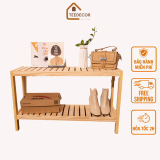 Kệ giày dép gỗ thông Tee Decor - Giá để giày dép lắp ghép dễ dàng - Chịu lực tốt, Decor nhà xinh phong cách Hàn Quốc