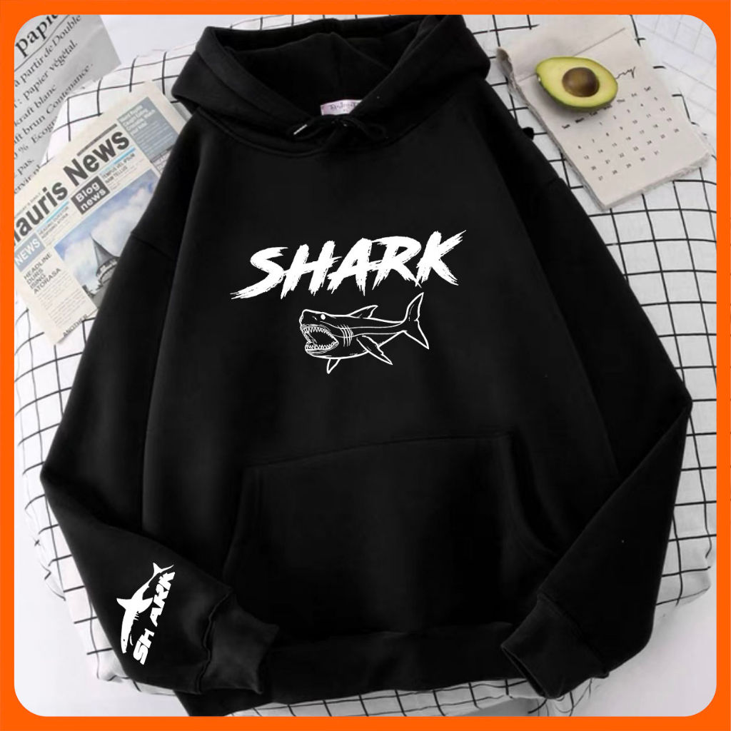 Áo Hoodie UNISEX SHARK Chất vải nỉ bông có nón trùm rộng 40-100Kg