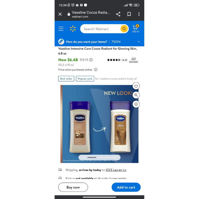 DẦU DƯỠNG THỂ VASELINE COCOA RADIANT BODY GEL OIL 200ML.