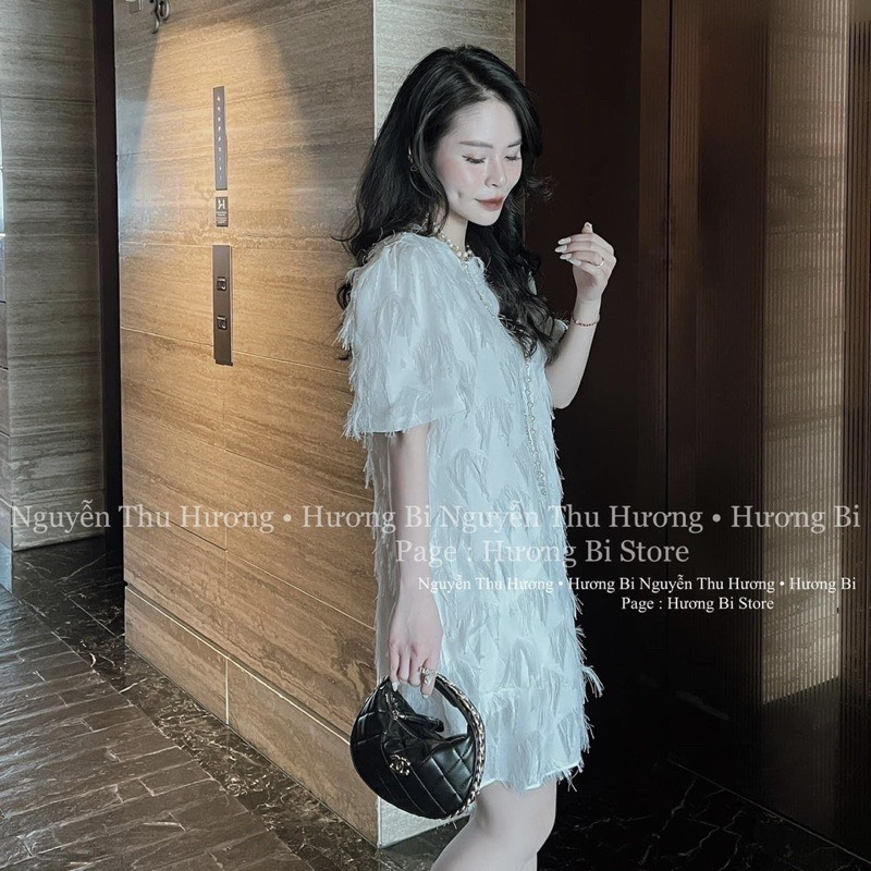 Váy lông vũ trắng 2 lớp sang chảnh, váy tiểu thư lông vũ trắng xinh xỉu