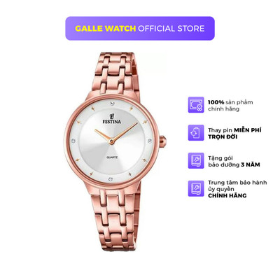 Đồng hồ nữ Festina Watch F20602/1 mặt kính Cường lực, máy pin, chống nước, dây thép đeo tay cao cấp, chính hãng Thụy Sĩ