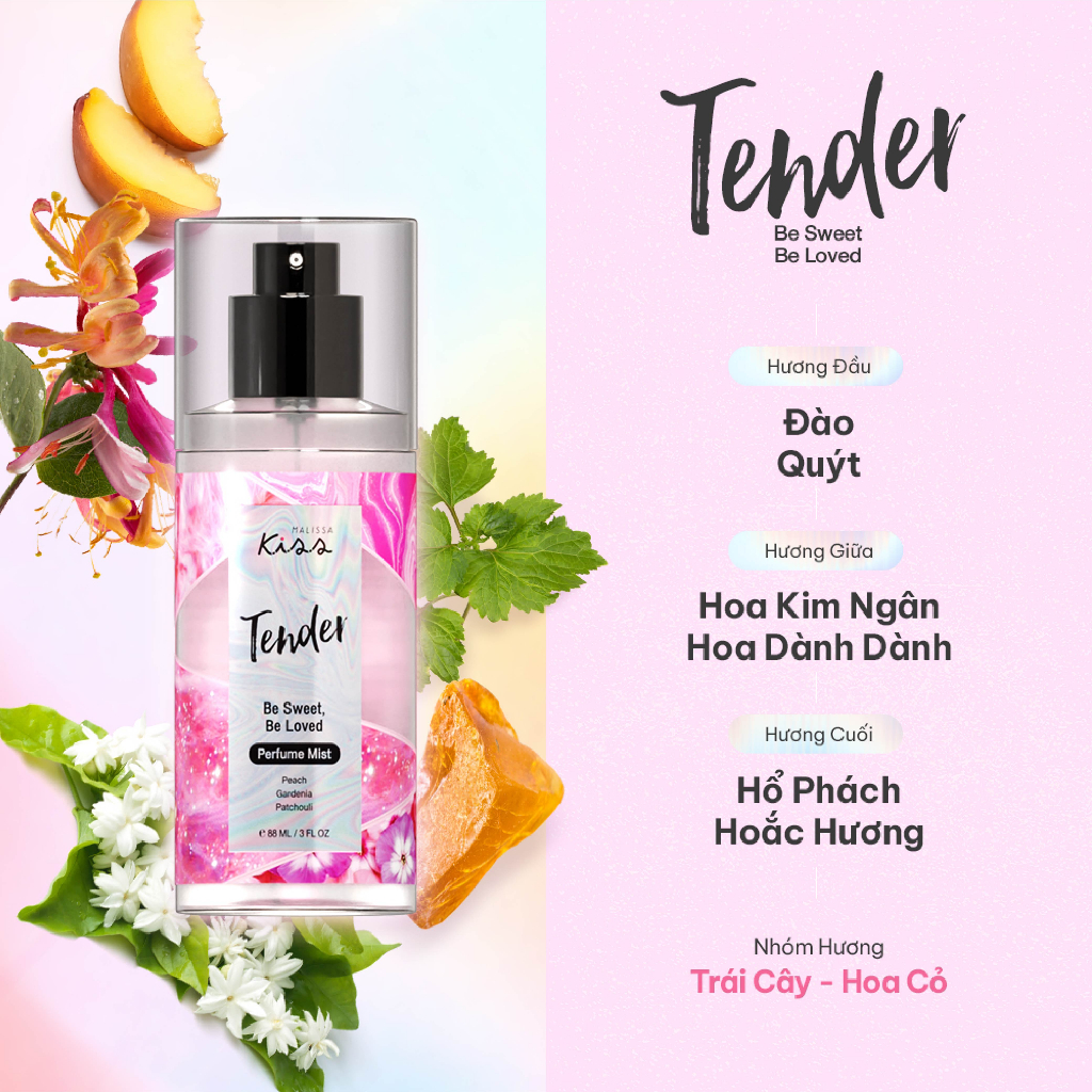 Xịt Thơm Toàn Thân Hương Nước Hoa Malissa Kiss hương TENDER 88ML
