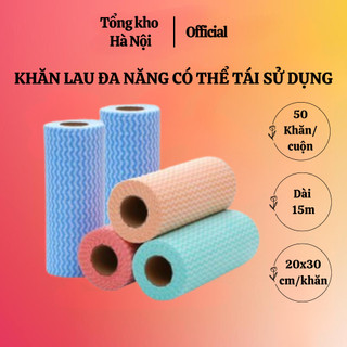 Khăn lau nhà bếp, chén, bát thấm nước đa năng, cuộn 50 khăn lau đa năng 50 miếng có thể giặt và tái sử dụng