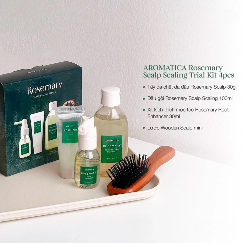 Set 4 món chăm sóc tóc 𝐑𝐨𝐬𝐞𝐦𝐚𝐫𝐲 𝐒𝐜𝐚𝐥𝐩 𝐒𝐜𝐚𝐥𝐢𝐧𝐠 𝐓𝐫𝐢𝐚𝐥 𝐊𝐢𝐭