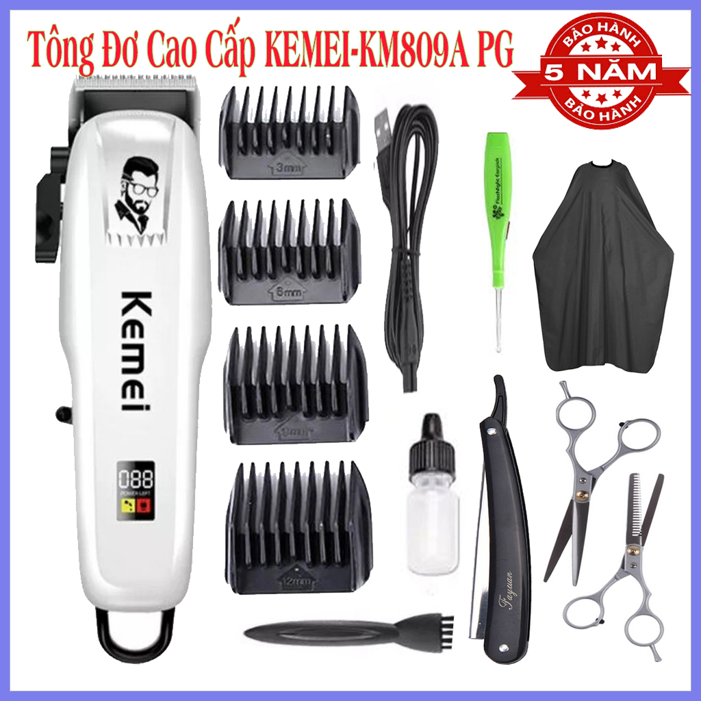 Tông Đơ Cắt Tóc Kemei KM-809A PG Không Dây Chuyên Nghiệp - Tông Đơ Cho Gia Đình Và Salon Bảo Hành 5 năm