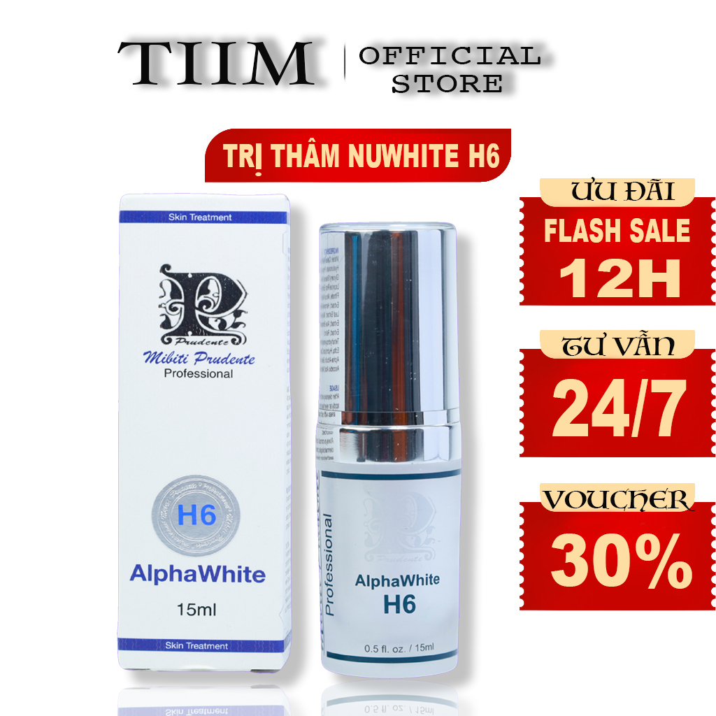 Kem Thâm Nách, Mông, Bẹn Nuwhite H6, Kem Làm Hồng Alphawhite Mibiti Prudente 15ml Khử Thâm Vùng Da Trắng Mịn Tươi ( Chín