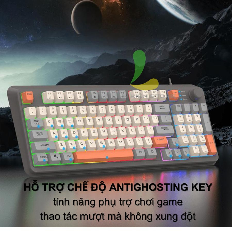 Bàn phím giả cơ gaming XUNFOX K82 / K820 - Bàn phím chơi game thiết kế 94 phím đèn led 7 màu kèm theo nút vặn âm lượng | BigBuy360 - bigbuy360.vn