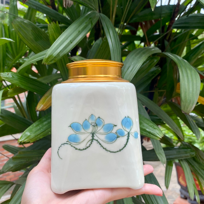 Hộp Đựng Trà Bình Trà Hũ Đựng Trà Hộp Trà Men Kem Gốm Sứ Bát Tràng Hũ Đựng Trà Caffe các Loại Hạt