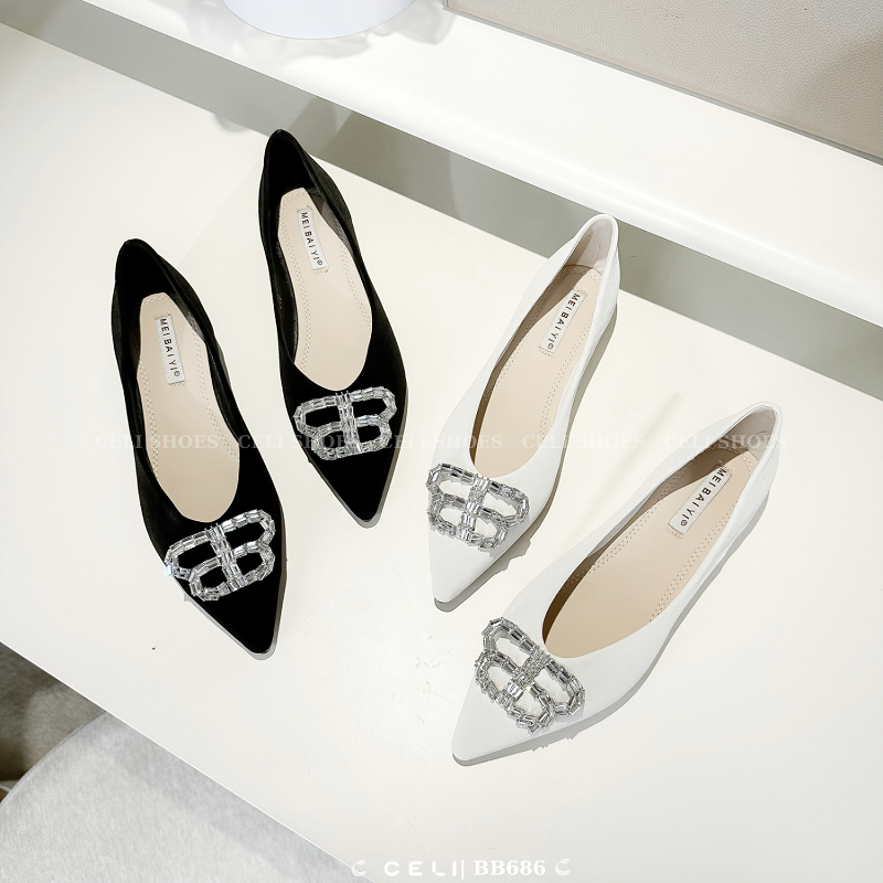 Giày búp bê nữ Celi Shoes bệt da sần BB686