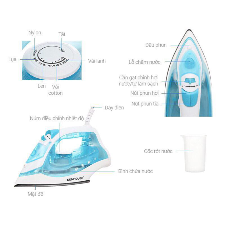 Bàn là hơi nước Sunhouse SHD2065 - Bảo hành 12 tháng