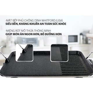 Bếp nướng điện SUNHOUSE SHD4607, Công suất 1500 W, Không sinh ra khói, Bề mặt phủ chống dính 2 lớp siêu bền