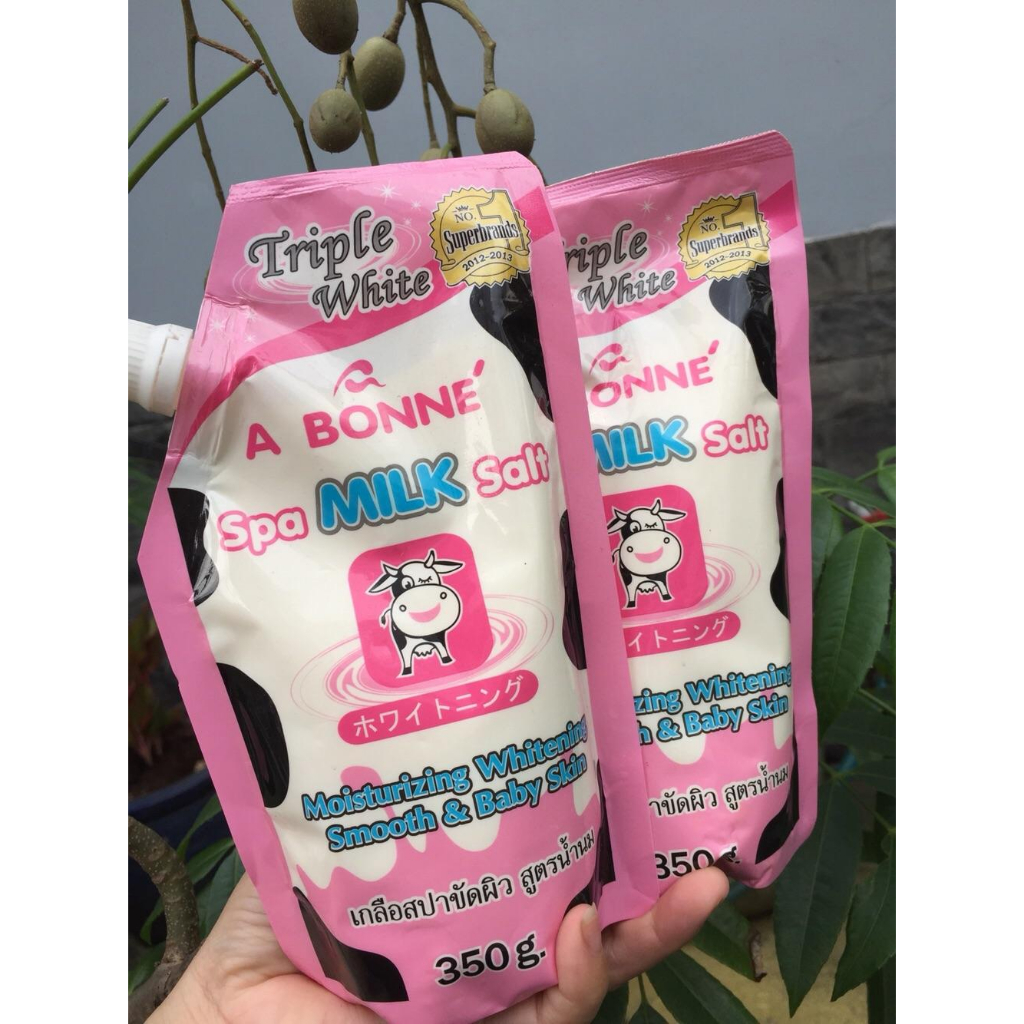 Muối Tắm ABONNE Tẩy Tế Bào Chết - A Bonne Triple White Spa Milk sữa bò giảm mụn lưng Thái Lan 350g