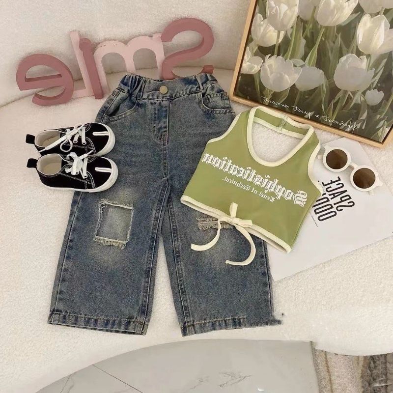 Bộ  áo chữ quần xuông túi cá tính bé gái